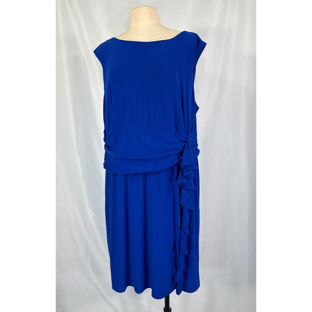 Jessica Howard Royal Blue Ruched Side Ruffle Elegant‎ Sheath Cocktail Dress 20W
